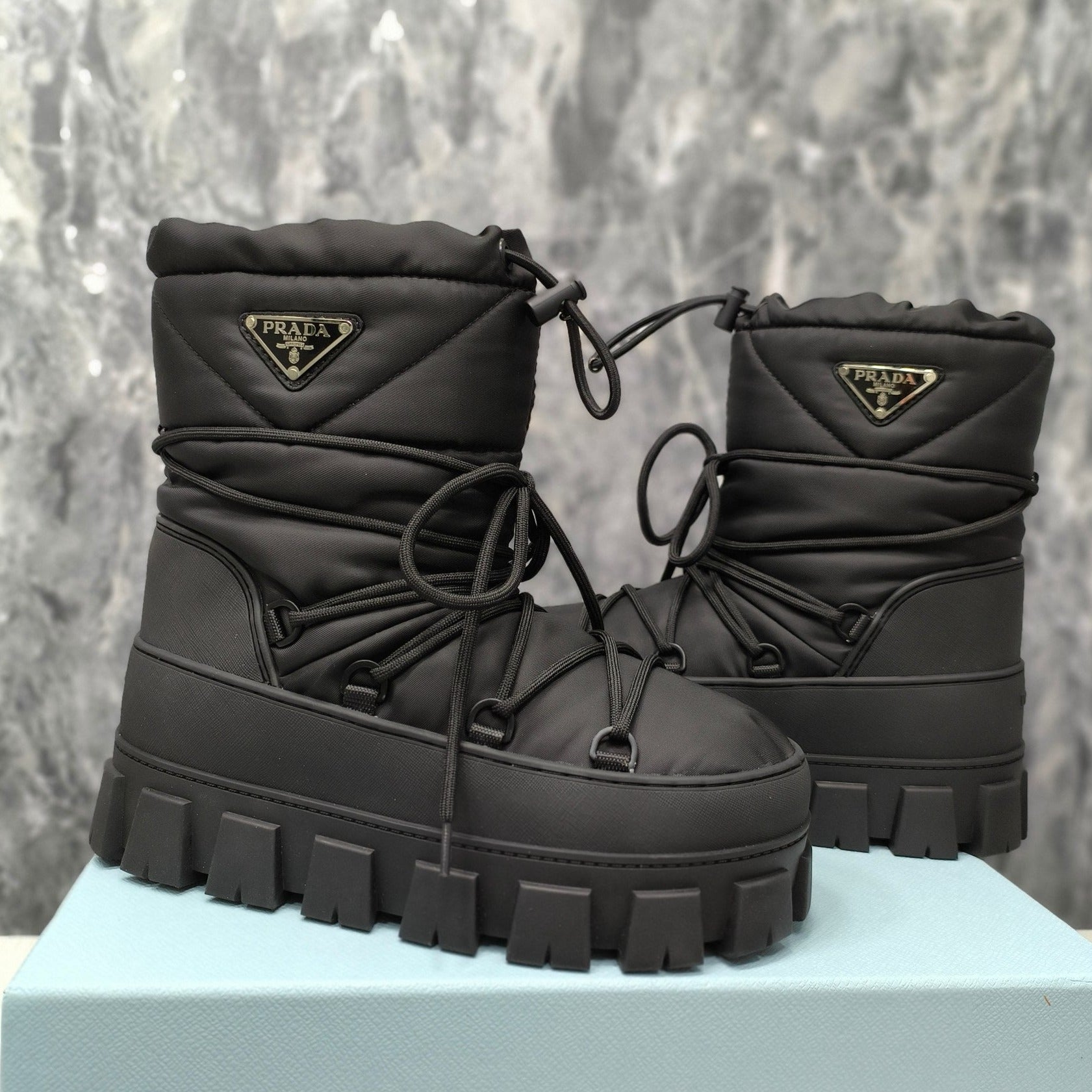 PRA RE-NYLON GABARDINE APRÃˆS SKI BOOTIES BLACK