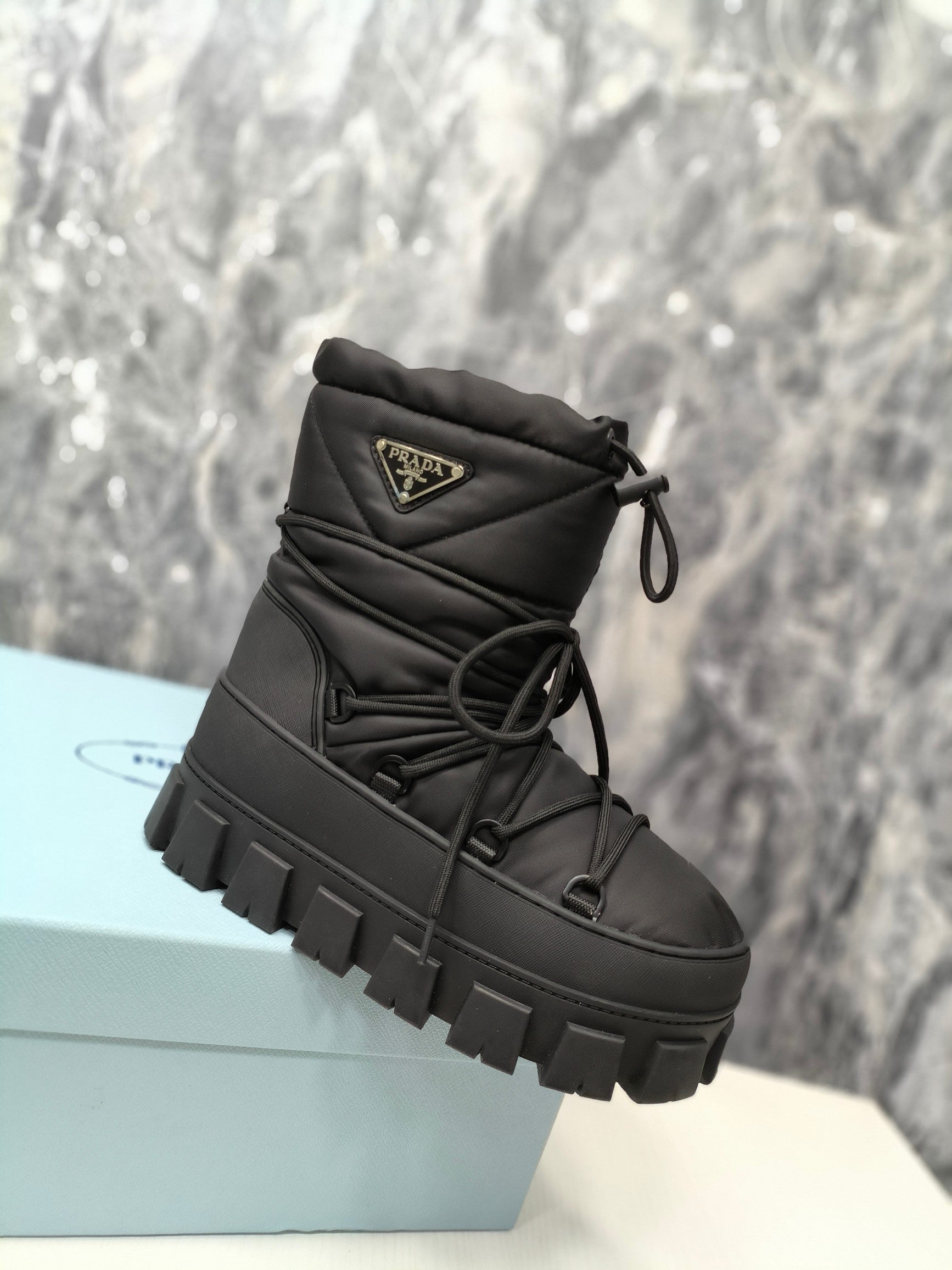 PRA RE-NYLON GABARDINE APRÃˆS SKI BOOTIES BLACK
