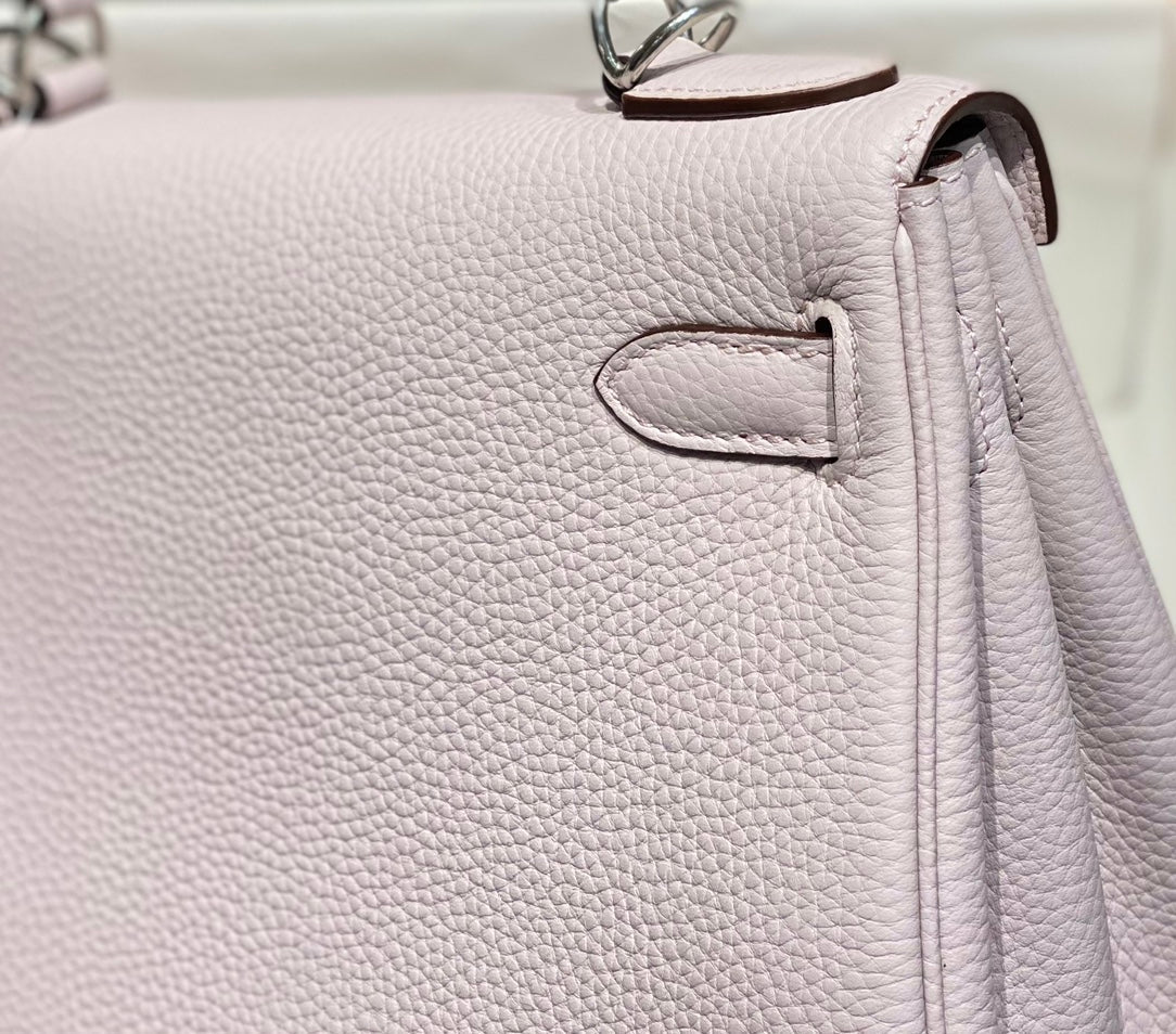 HM KELLY 28CM LIGHT PINK TOGO SILVER HARDWARE