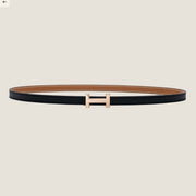 HM FOCUS BUCKLE & REVERSIBLE BLACK AND TAWNY BROWN LEATHER STRAP 13MM COPPER HARDWARE