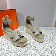 ELDA ESPADRILLE 80 LIGHT GRAY CALFSKIN