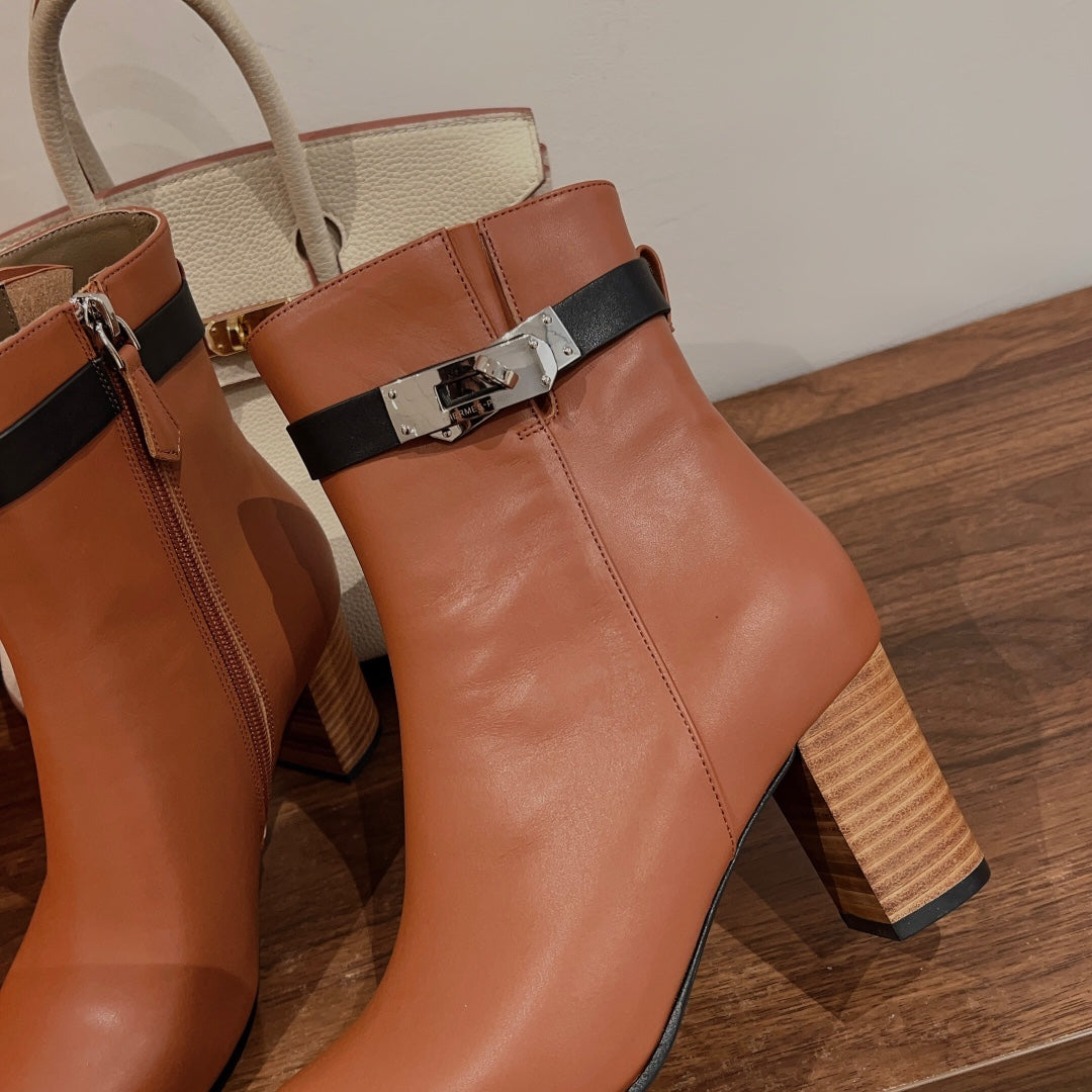 HM Saint Germain Ankle Boot Brown Black Calfskin