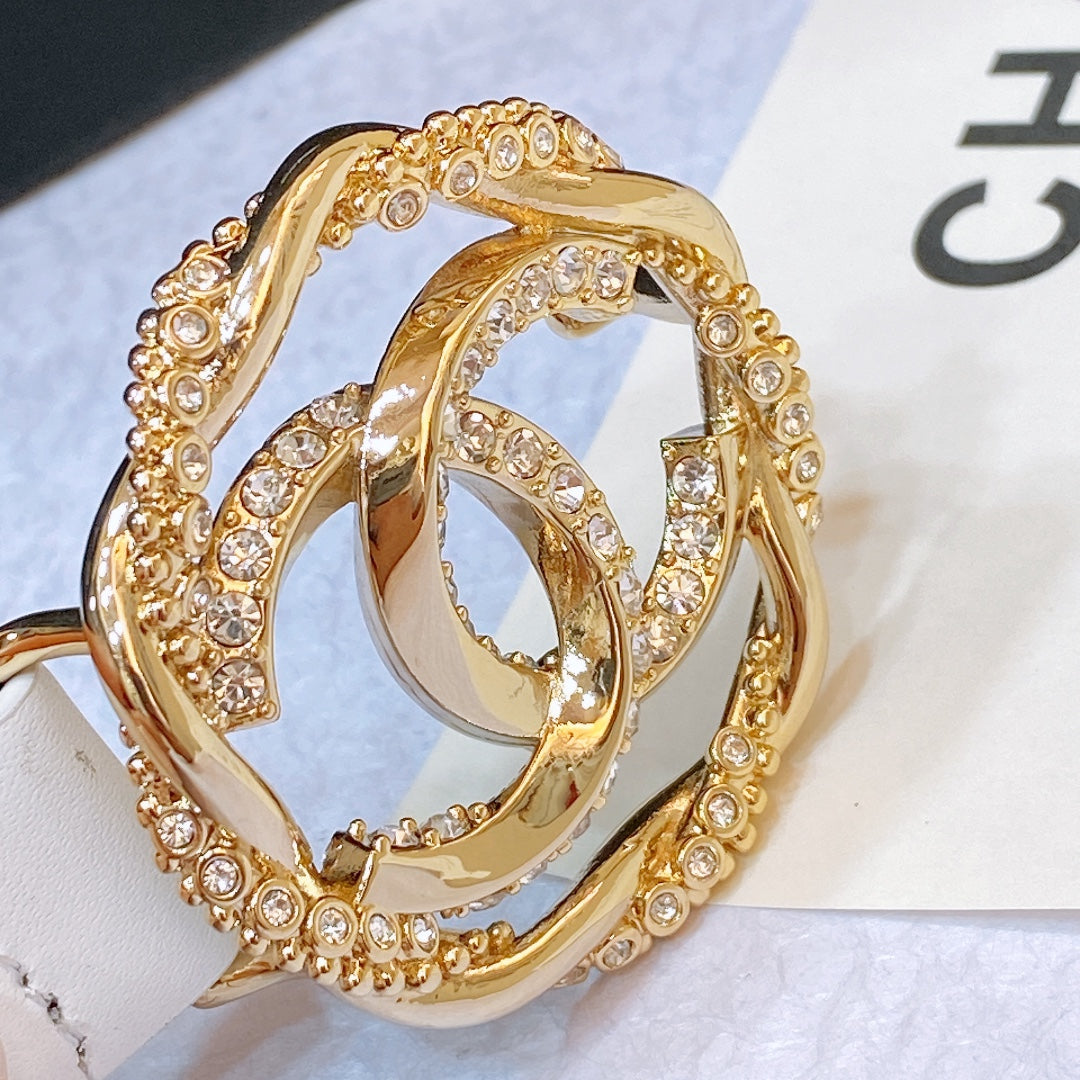 Chanel 2026 CC Rhinestone Twisted Belt 20mm Calfskin