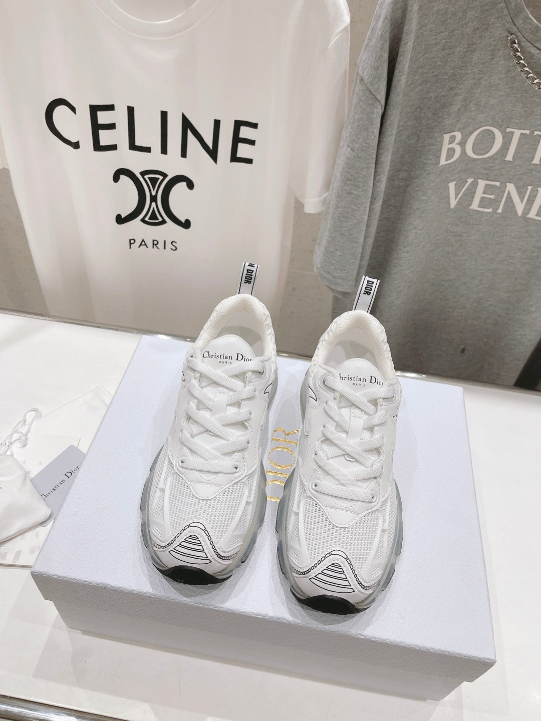CD Vibe Sneaker White Polyester Mesh Fabric And Lambskin