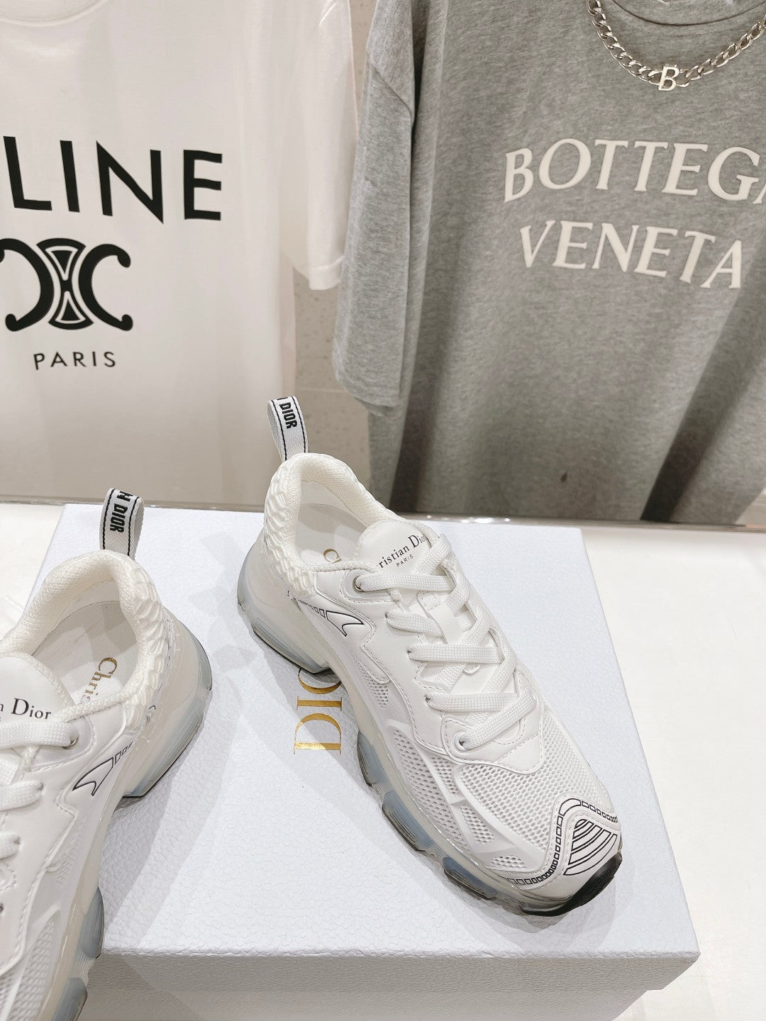 CD Vibe Sneaker White Polyester Mesh Fabric And Lambskin