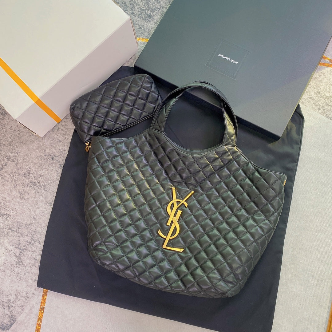 ICARE MAXI 58 SHOPPING BAG BLACK QUILTED LAMBSKIN