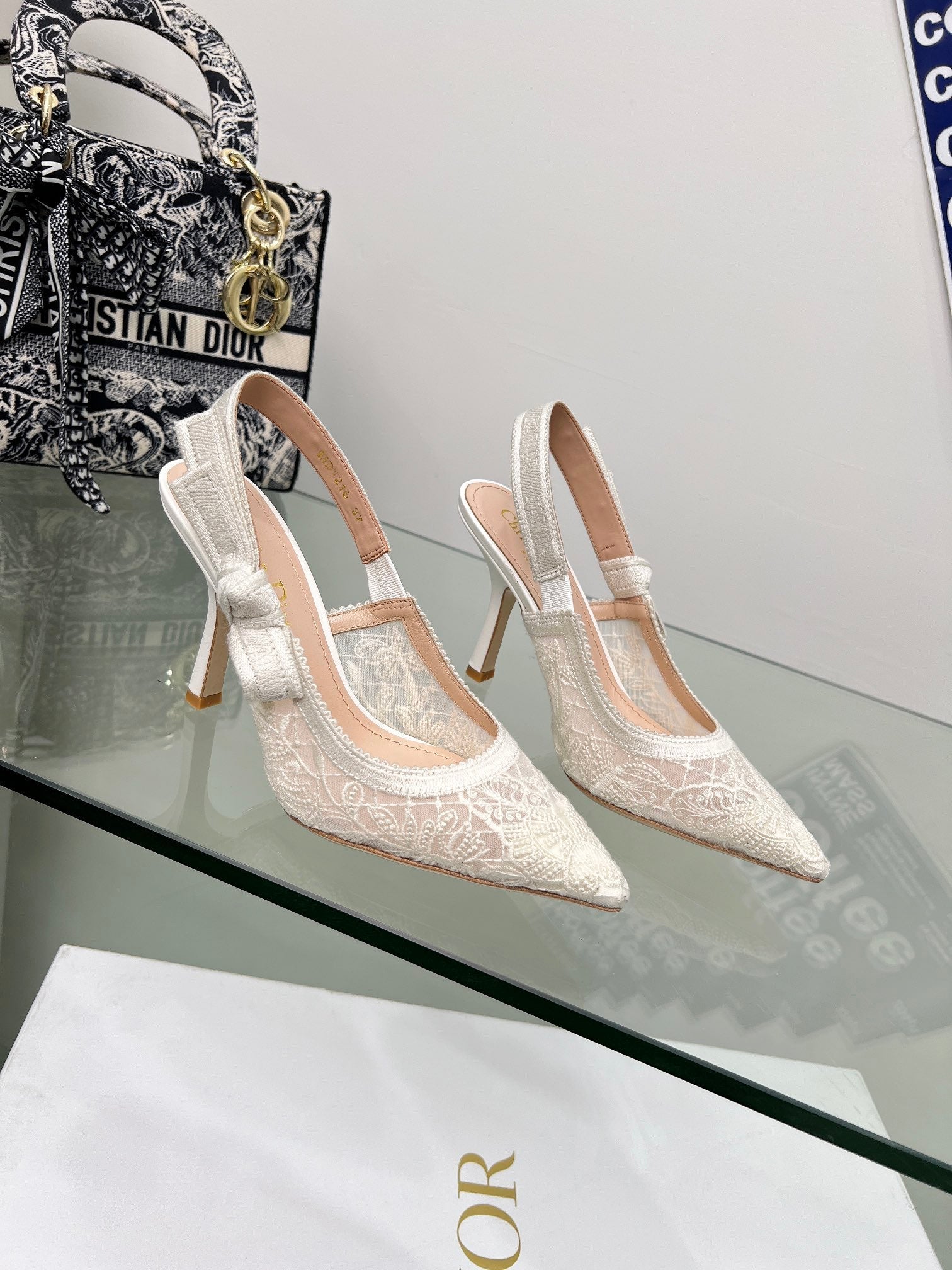 CD 25 Slingback Pump White Transparent Mesh