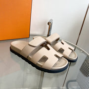 Chypre Sandal Beige Mastic Calfskin Leather