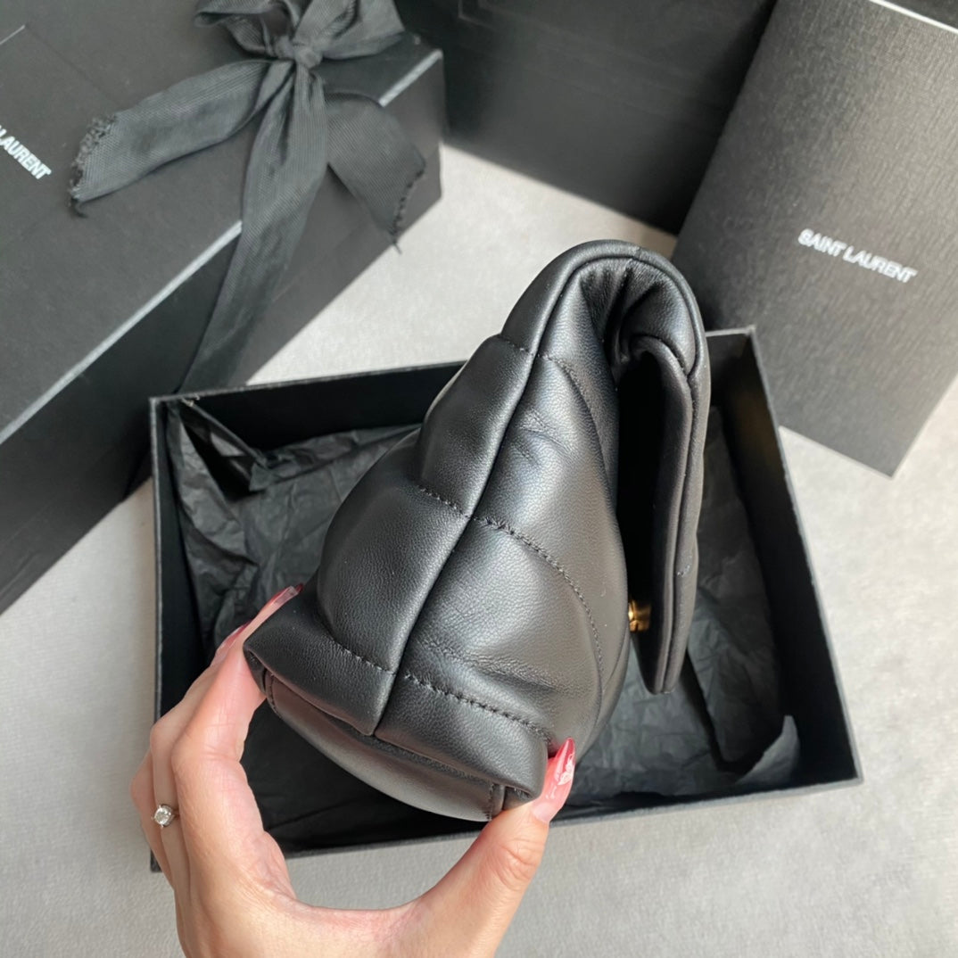 LOULOU MINI 23 BLACK QUILTED GOLD HARDWARE