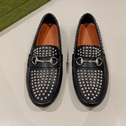 GG Men's Leather Loafer Stud Black Calfskin 561804
