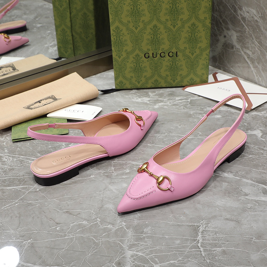 GG Slingback Flat Sandals pink