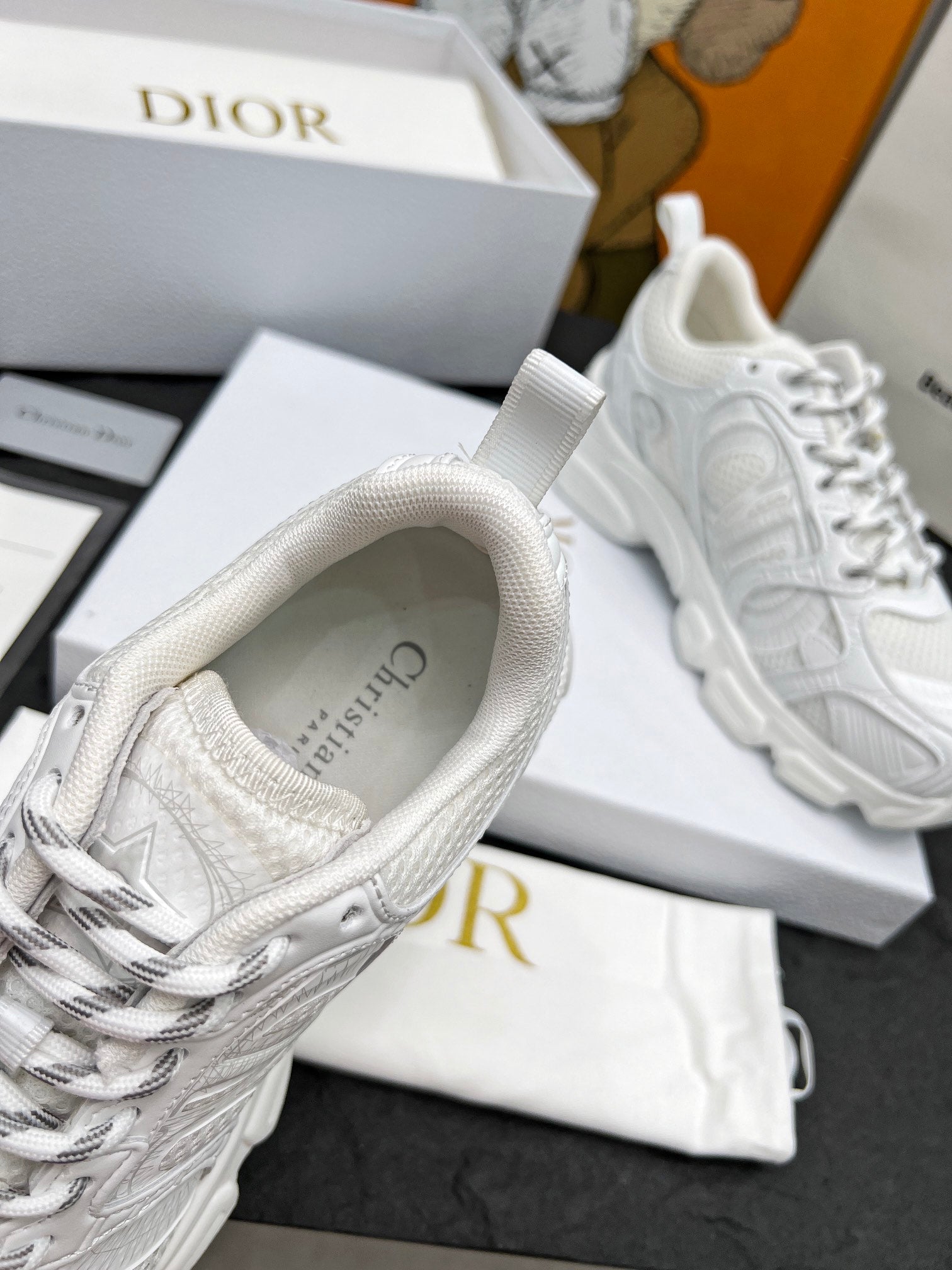 CD Chrono Sneaker White Mesh Fabric And Calfskin