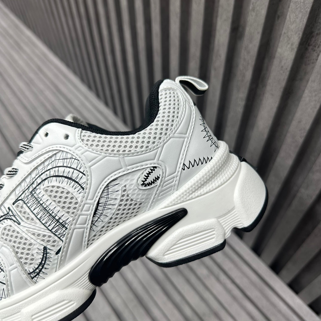 CD CHRONO SNEAKER WHITE AND BLACK CALFSKIN