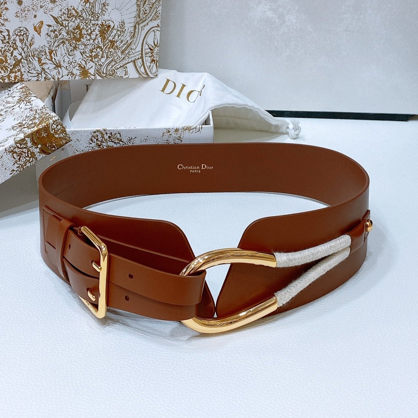 cd nolita belt brown lambskin gold buckle