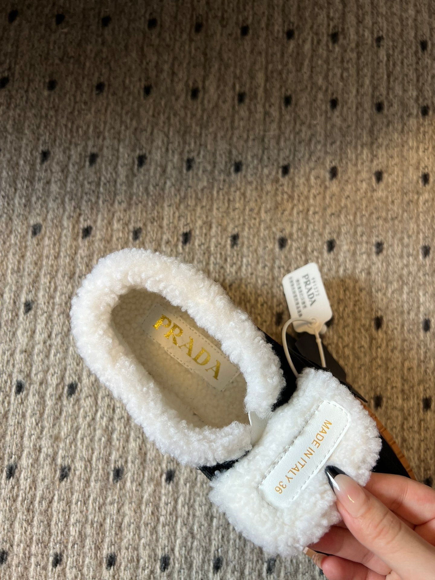 Prada 25s platform ankle boots black suede and wool 538437