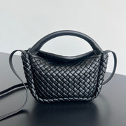 BV Small Cobble Top Handle 23cm Black Lambskin