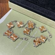 CLOVER 5 MOTIF PINK GOLD SILVER BRACELET