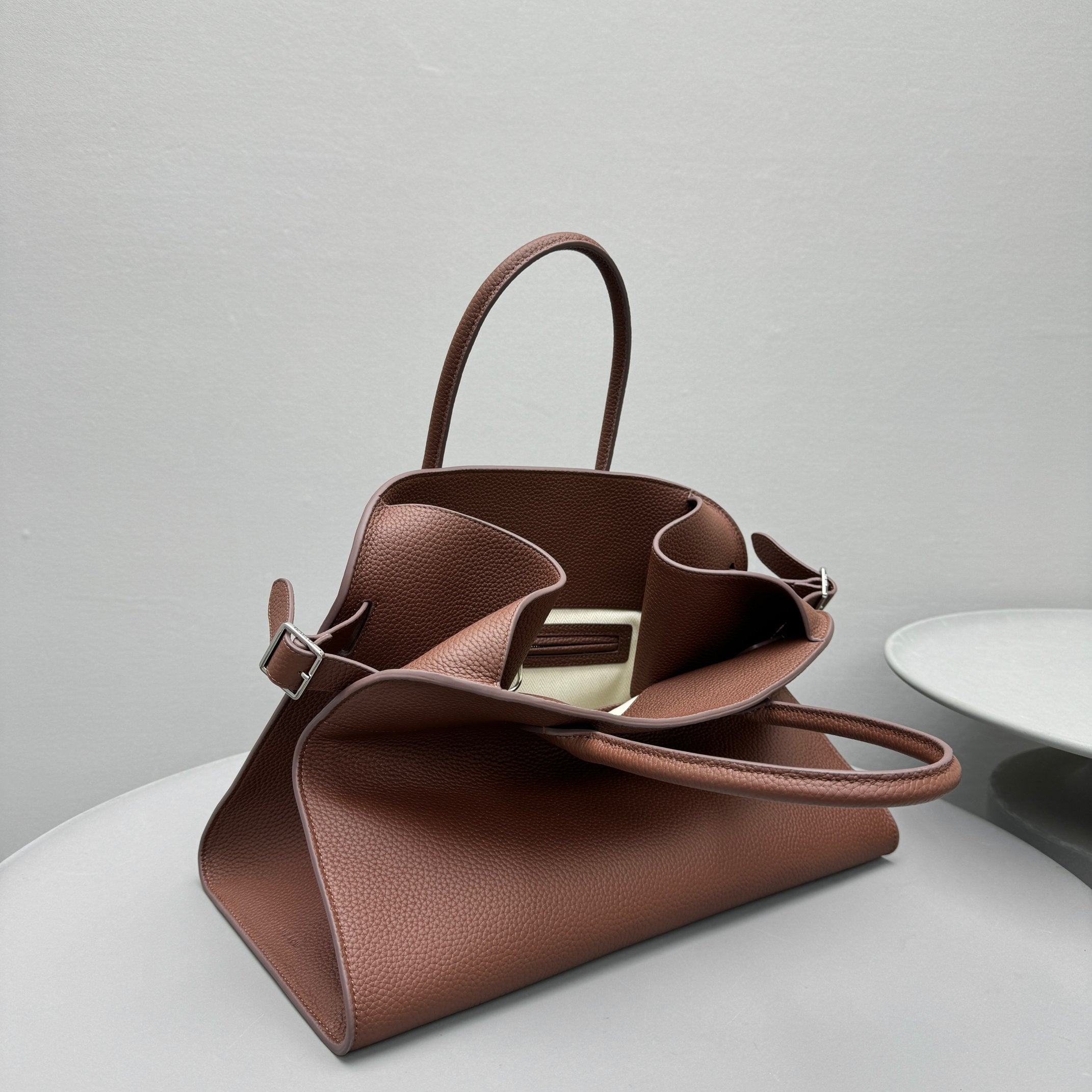 The Row Margaux 15 38cm Tote Bag In Grained Calfskin