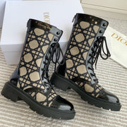 CD D-Unit Ankle Boot In Dark Beige Mix Black Canvas And Glossy Cowhide  105082