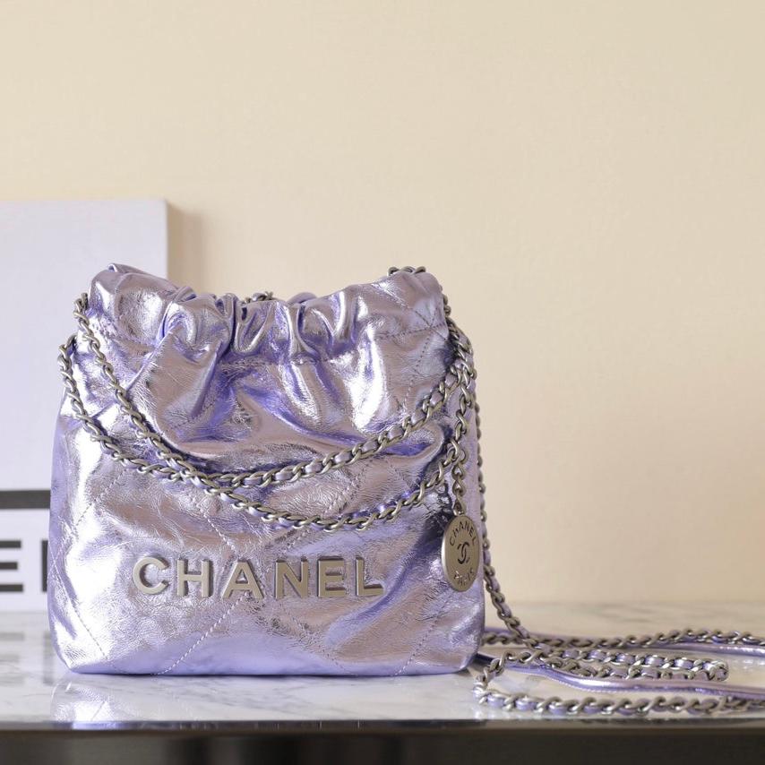 25C Hobo 22 Bag 19cm Violet Metalic Lambskin