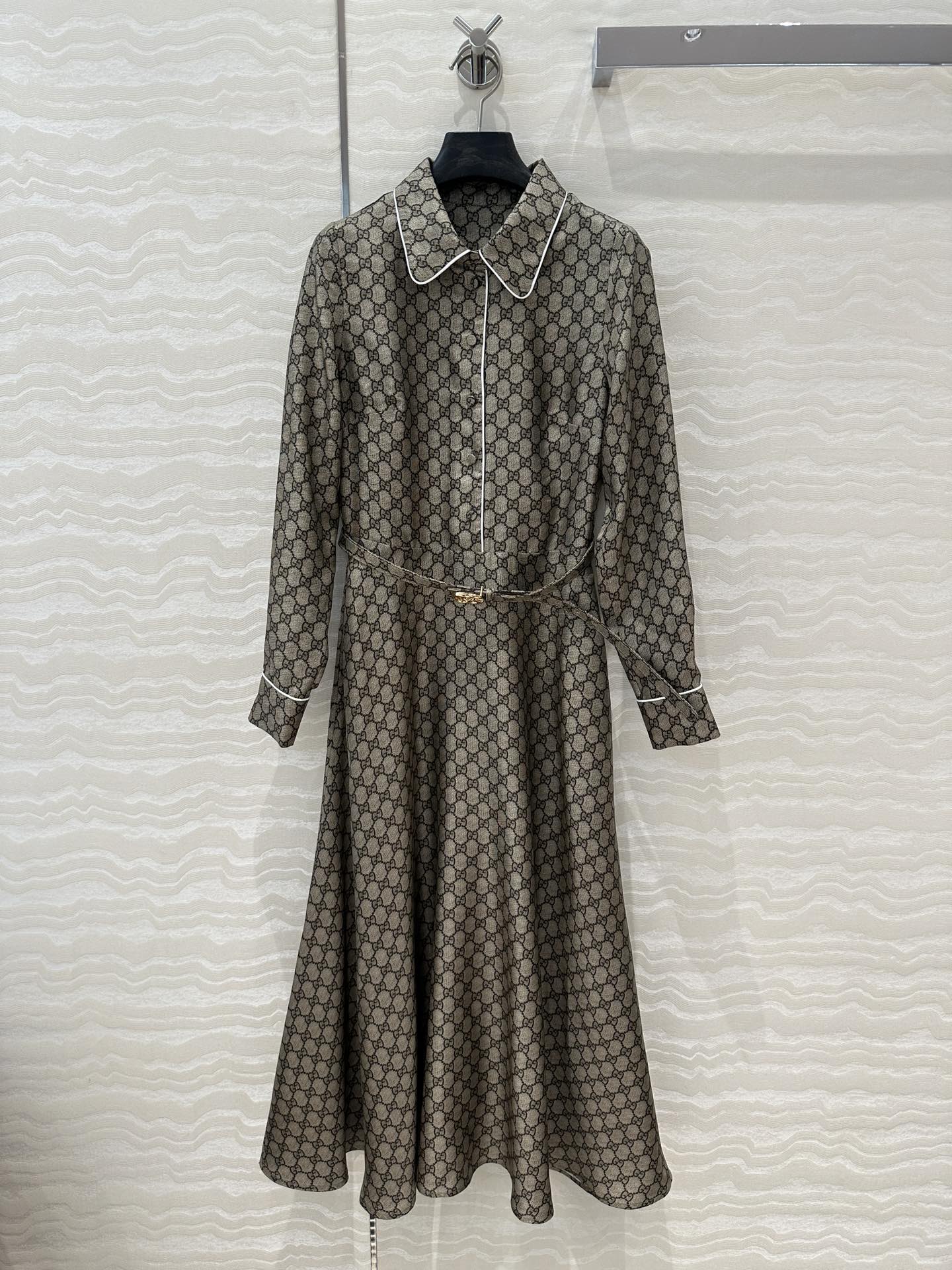 Gucci 25 Monogram Dress Gray Silk