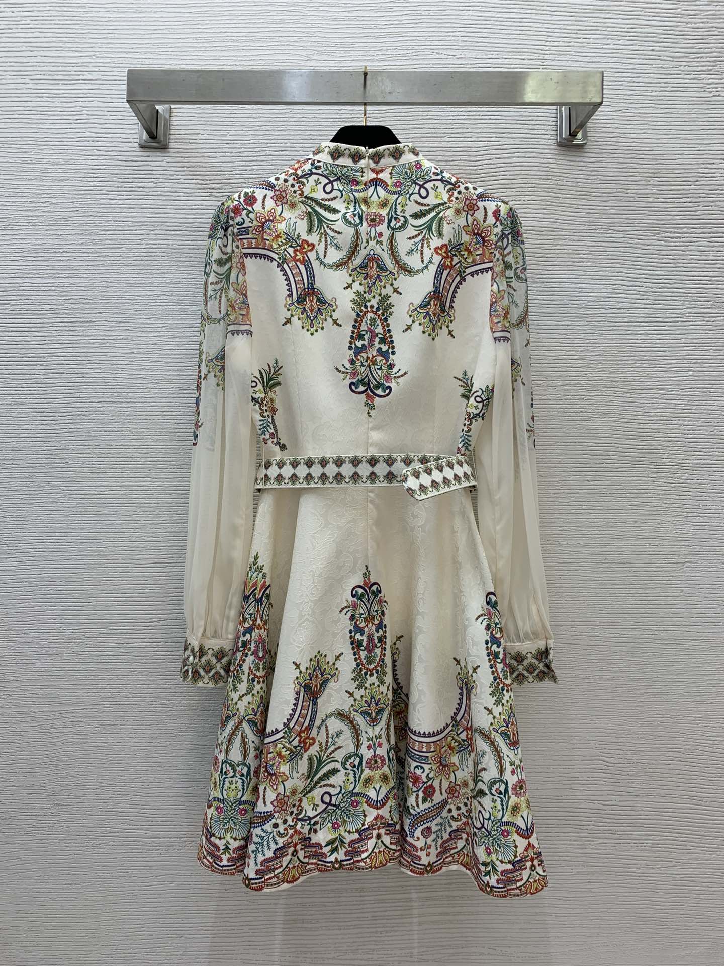 Zimmerman Midi Dress Beige Embroidered with Floral Patterns Cotton 226185