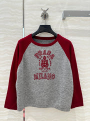 Prada 25 Sweatshirt Gray mix Red Wool Cashmere