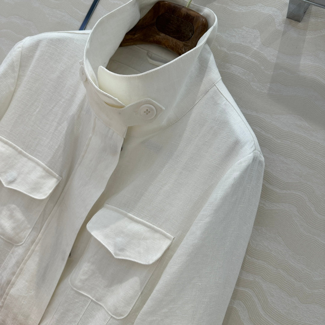 LP 25 Stand-up Collar Jacket White Linen 265165