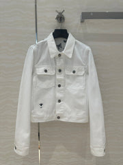 CD Butterfly Pattern denim Jacket White Cotton