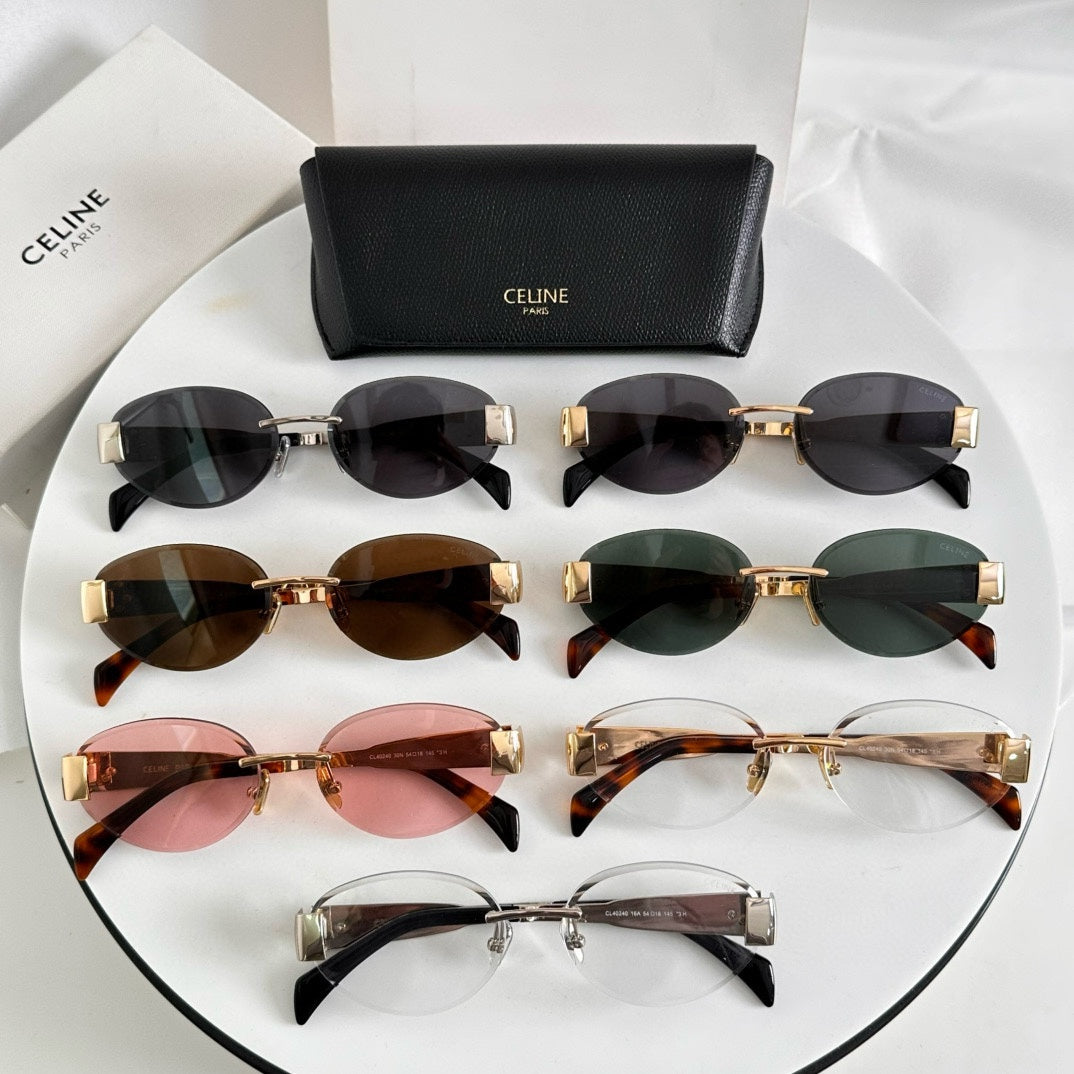 TRIOMPHE OVAL SUNGLASS  CL40240l IN METAL