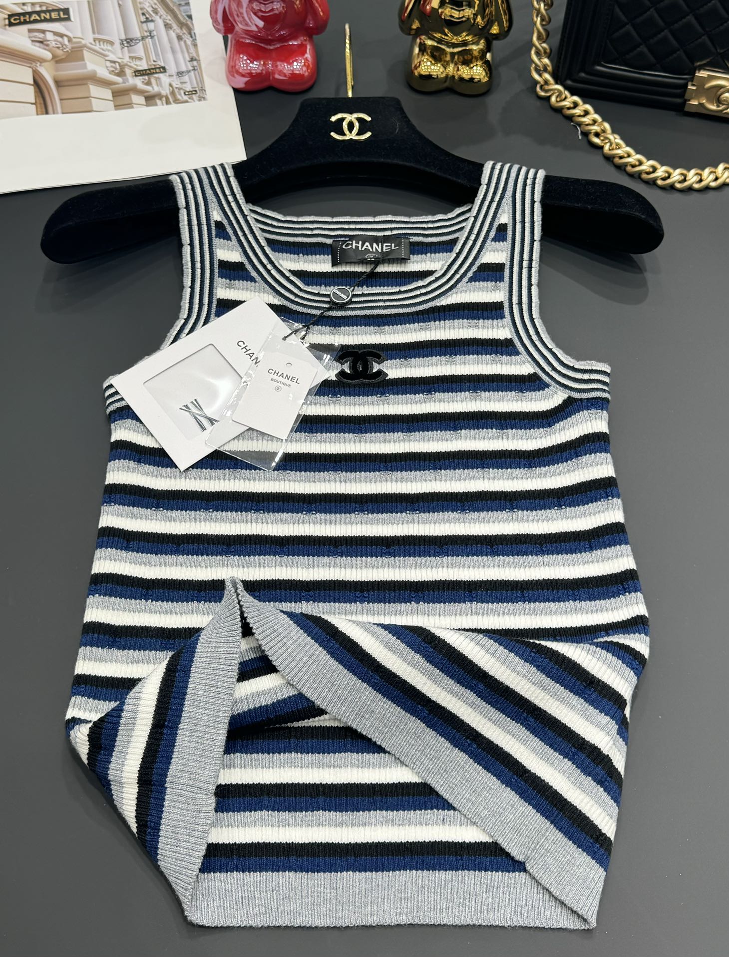 Chanel 25 Tank Top Multicolor Wool with Tencel 229623