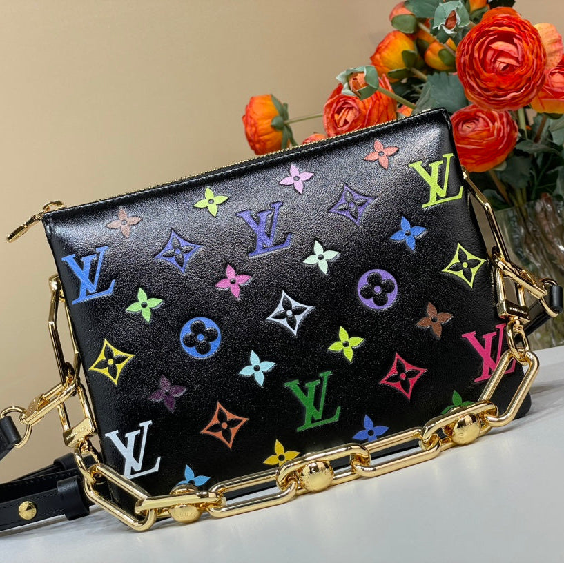 LV x TM Coussin BB 21cm Black Multicolor Monogram-embossed Lambskin