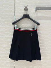 CD Sport Knitted Short Skirt Black Linen Silk