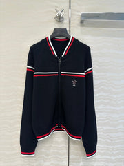 CD Knitted Zipper Jacket Black Rayon Polyester