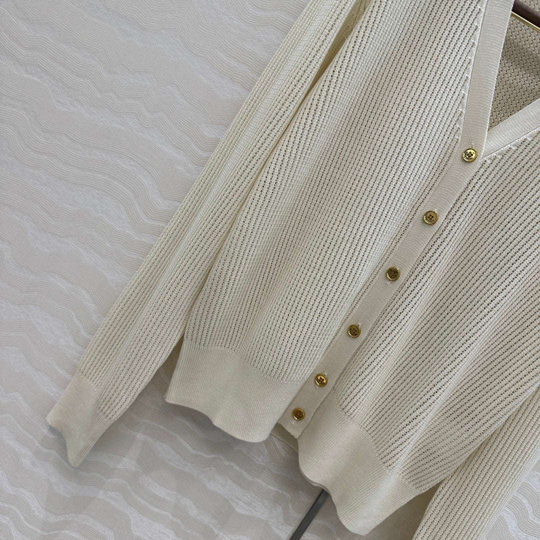 LP 25 V-neck Cardigan Cream Cotton 265177