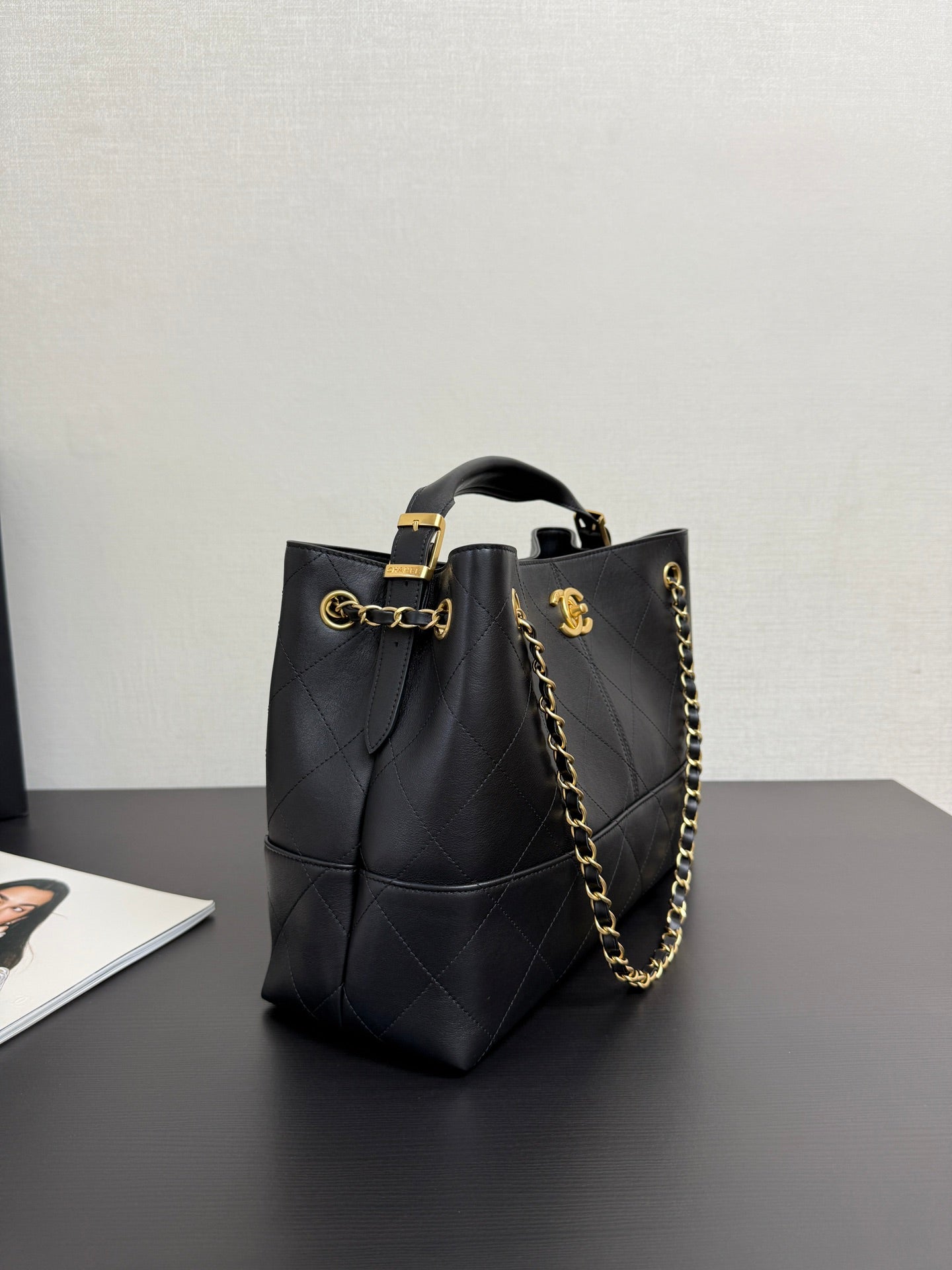 CC 25A Small Tote Bag 36cm Black Calfskin