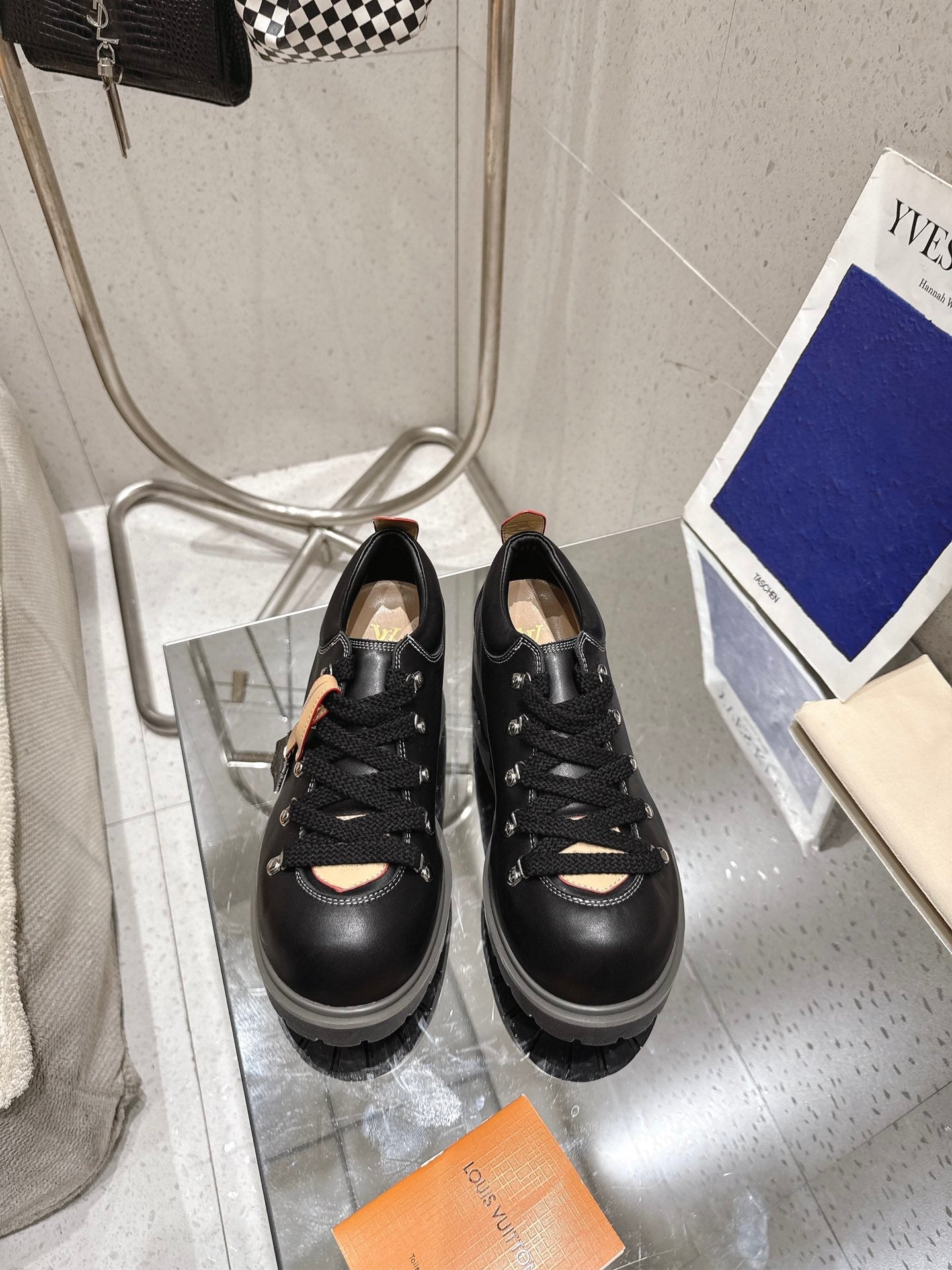 LV Pharrell and Nigo Hiking Shoes Black Sheepskin 383741