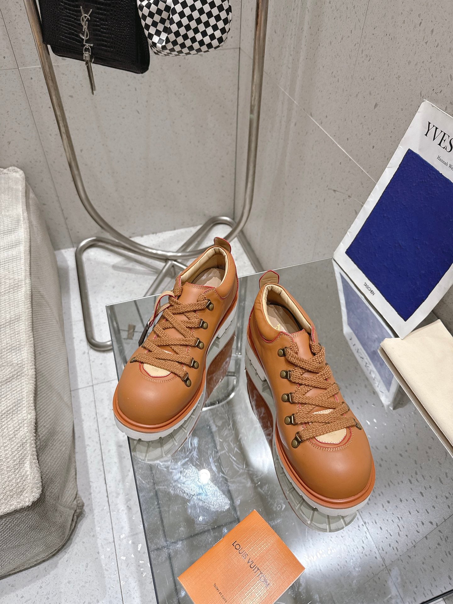 LV Pharrell and Nigo Hiking Shoes Brown Sheepskin 383744