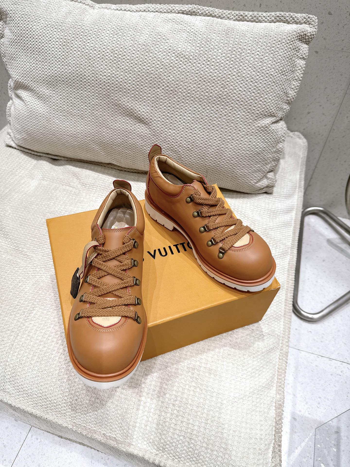 LV Pharrell and Nigo Hiking Shoes Brown Sheepskin 383744