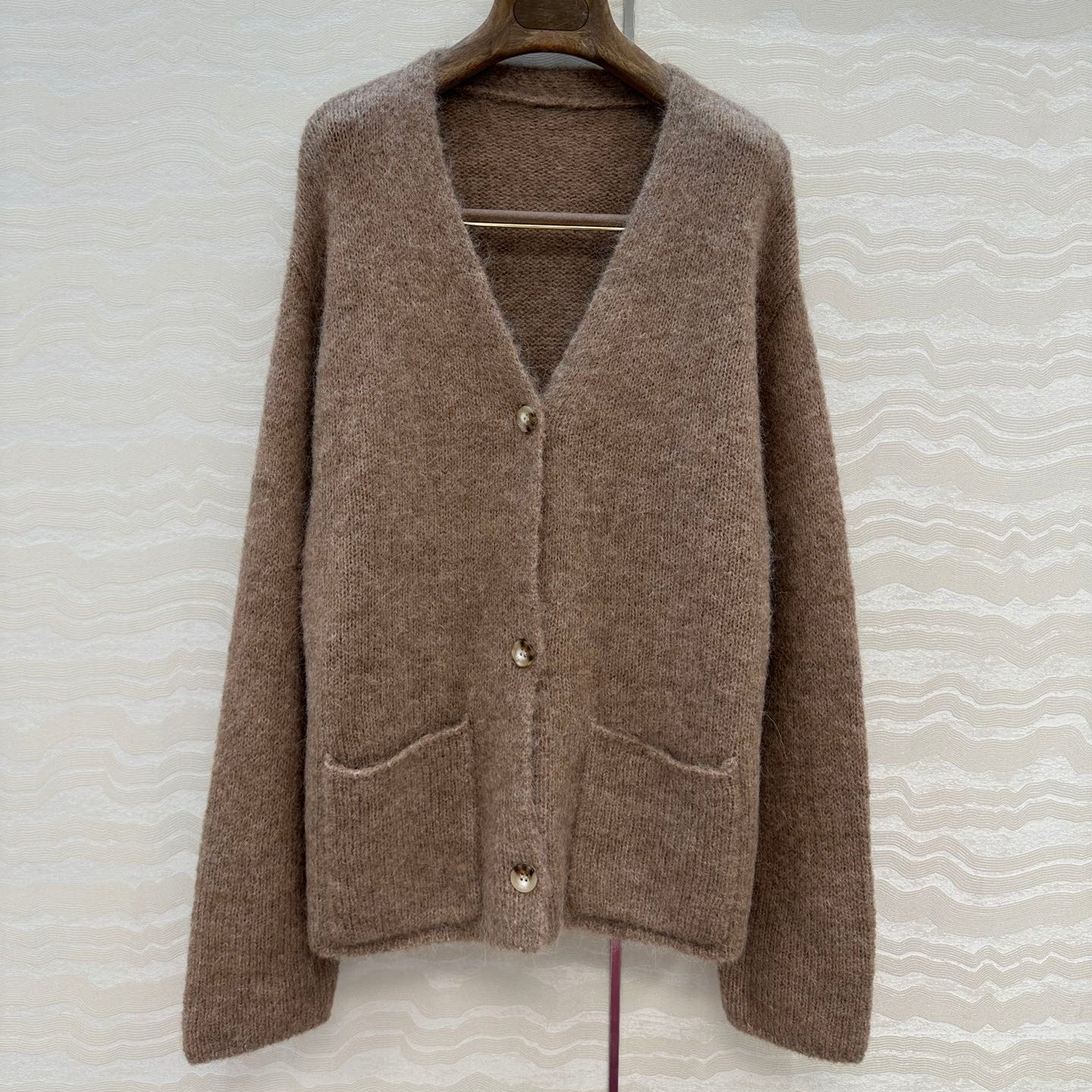 LP 25 V-neck Cardigan Brown Alpaca Wool 291829