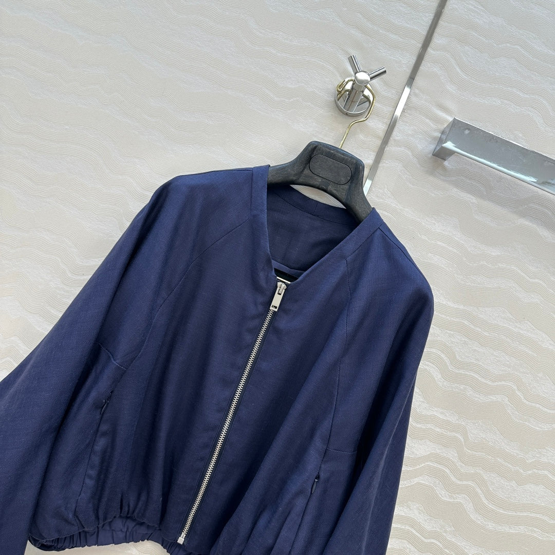 LP 25 V-neck Jacket Blue Tencel Linen 295398