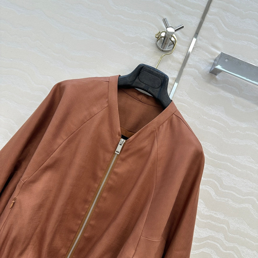 LP 25 V-neck Jacket Brown Tencel Linen 295400