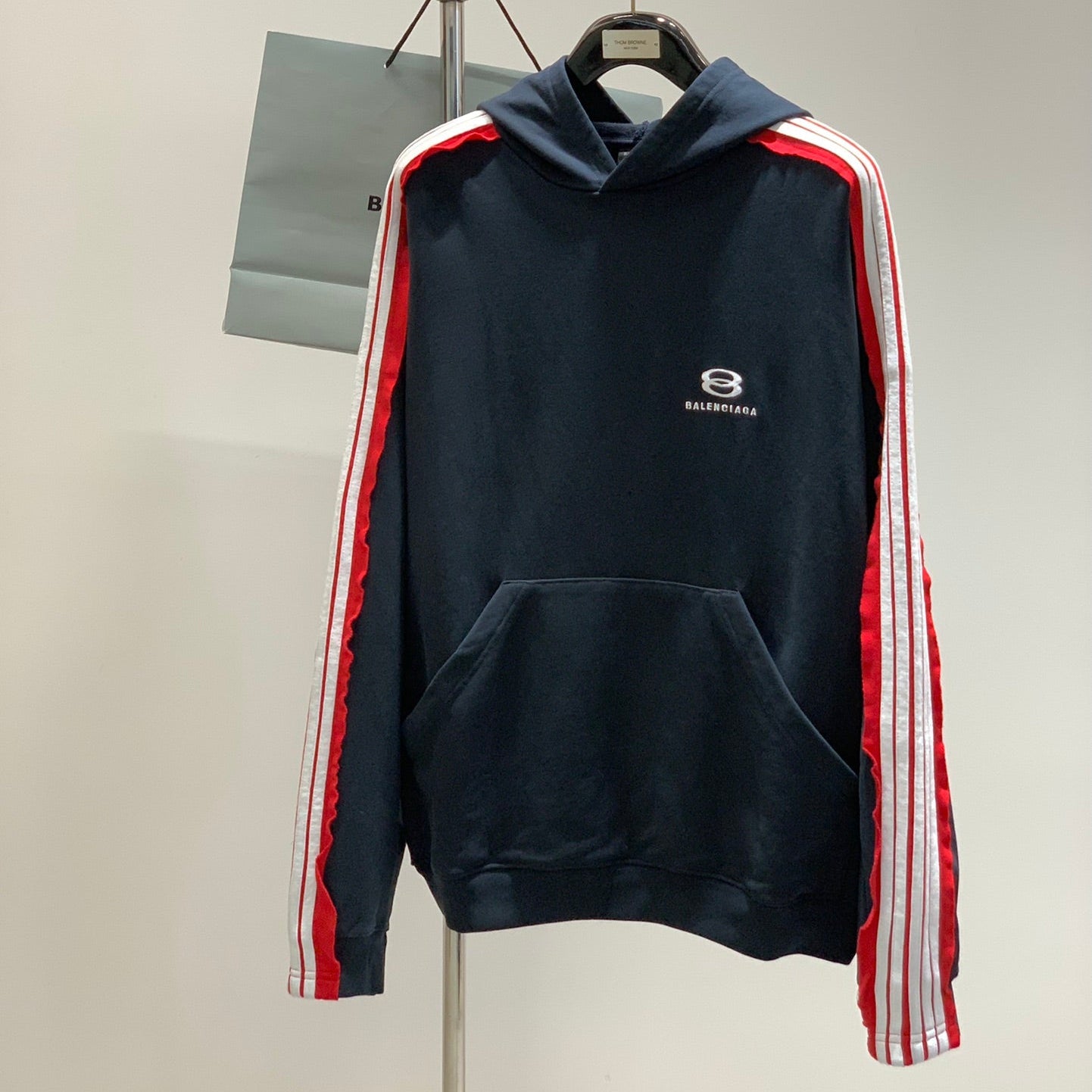 Balenciaga 25 Hoodie Navy Mix Red Cotton 0048