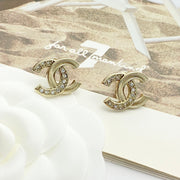 CC Semi-Diamond Double C Light Gold Earrings
