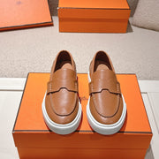 HM 25ss Platform Loafers Camel Brown Sheepskin 577173