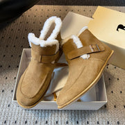 The Row 2025 Ankle Boot Tan White Suede Wool 561622