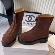The Row 2025 Zipped Ankle boot Brown Suede 554603