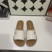 CC 2026 Slippers White Brown Cowhide 668088