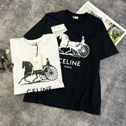 Celine 2026 Short-Sleeve T-Shirt Black and White Cotton
