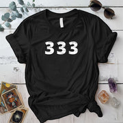 333 Angels Numbers T Shirt Black Mockup
